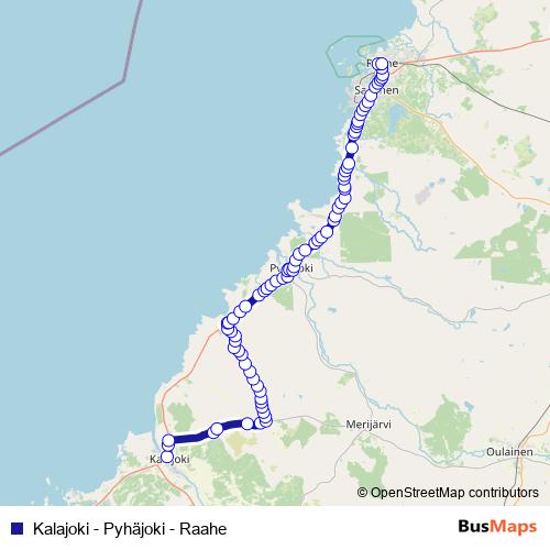 Kalajoki - Pyhäjoki - Raahe bus Line Map
