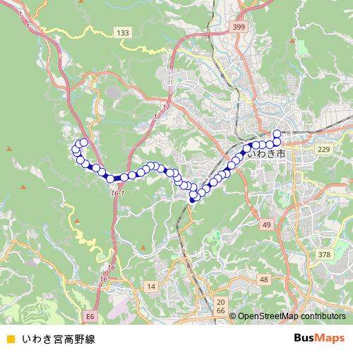 Iwaki Miya Koya Line bus Line Map