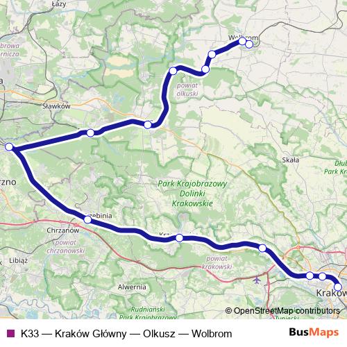 K33 rail Line Map