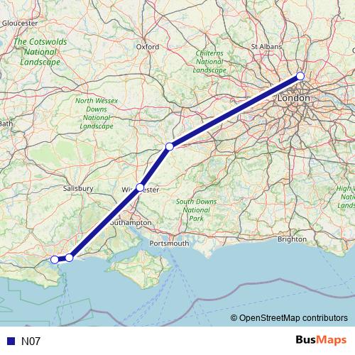 N07 bus Line Map