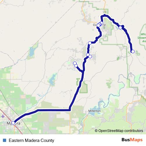 Eastern Madera County bus Line Map