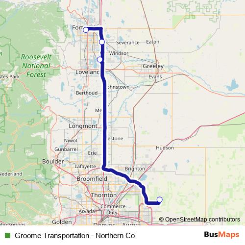 Groome Transportation - Northern Co bus Line Map