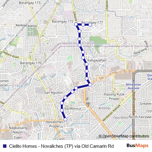 Cielito Homes - Novaliches (TP) via Old Camarin Rd bus Line Map