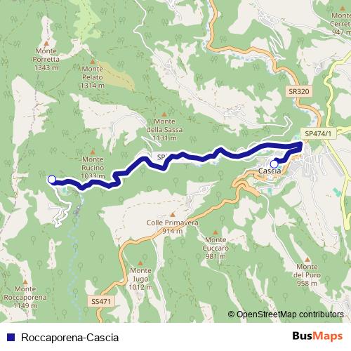 Roccaporena-Cascia bus Line Map