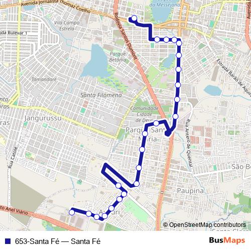 653-Santa Fé bus Line Map