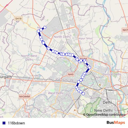 116bdown bus Line Map