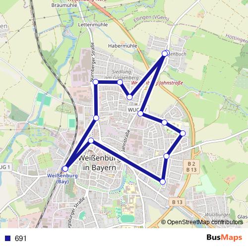 691 bus Line Map