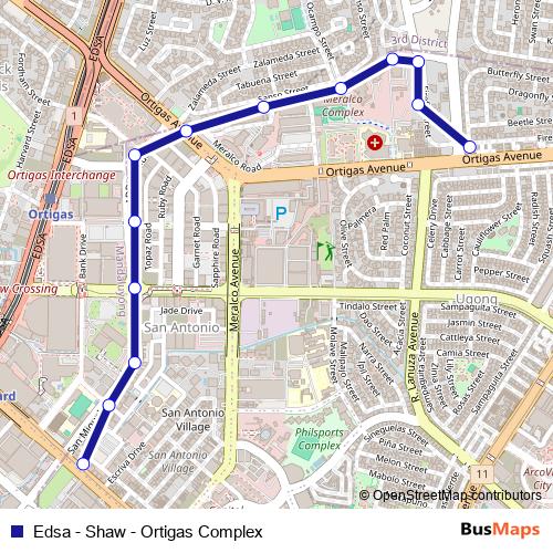 Edsa - Shaw - Ortigas Complex bus Line Map