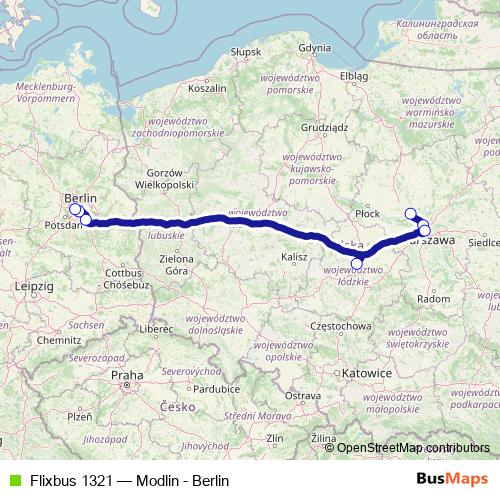Flixbus 1321 bus Line Map