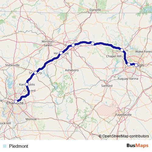 Piedmont rail Line Map