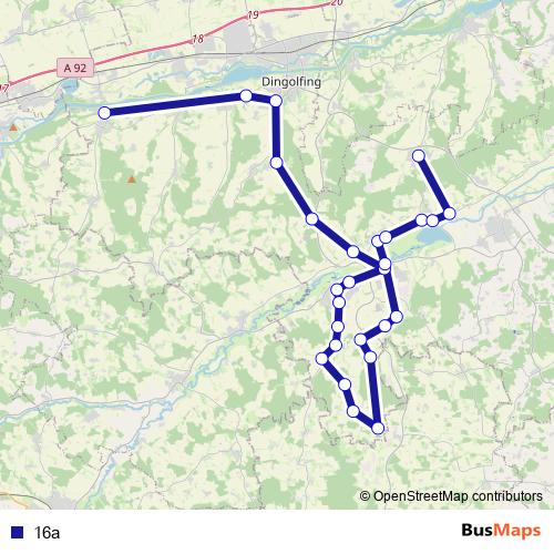 16a bus Line Map
