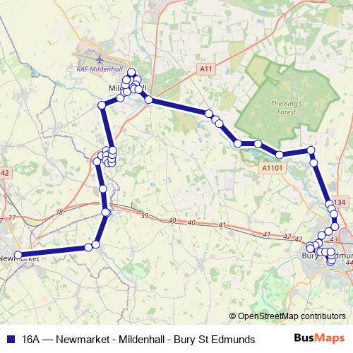 16A bus Line Map