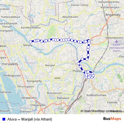 Aluva ↔ Manjali (via Athani) bus Line Map