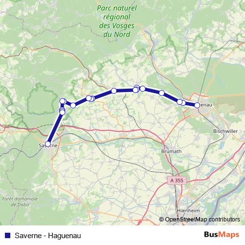 Saverne - Haguenau bus Line Map