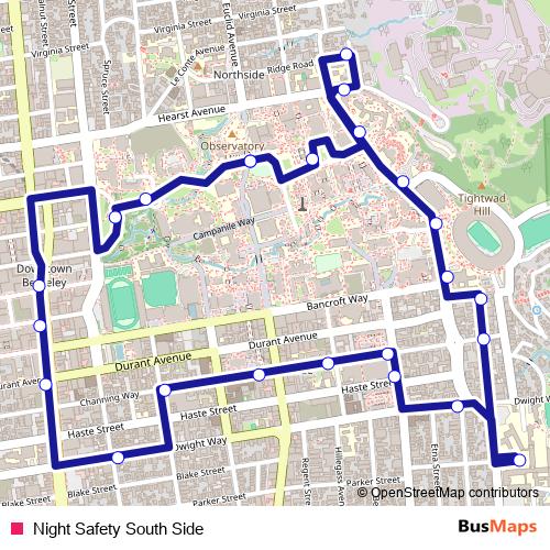 Night Safety South Side bus Line Map