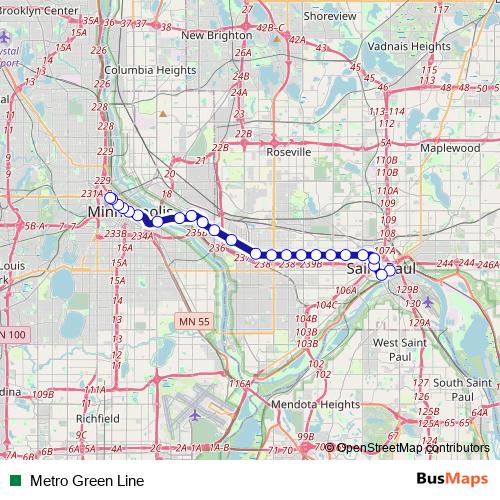 Metro Green Line tram Line Map