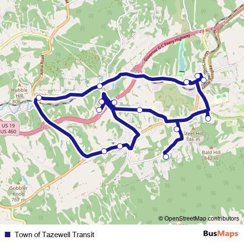 Town of Tazewell Transit bus Line Map