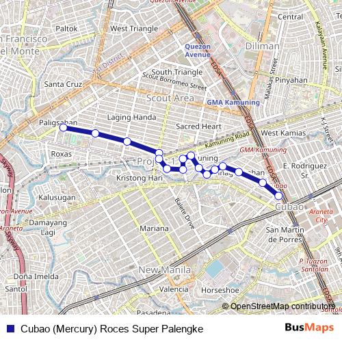 Cubao (Mercury) Roces Super Palengke bus Line Map