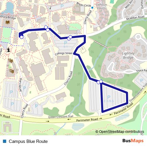 Campus Blue Route bus Line Map