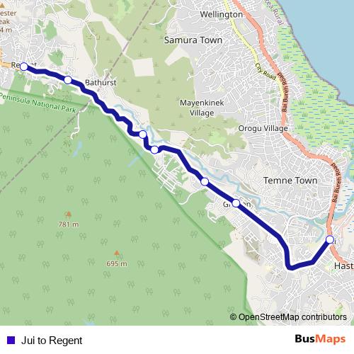 Jui to Regent bus Line Map
