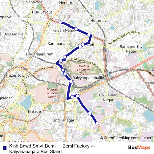 Klnb-Bnwd-Smvt-Beml bus Line Map