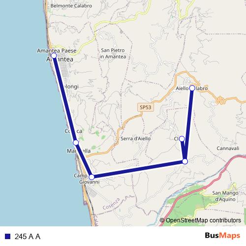 245 A A bus Line Map