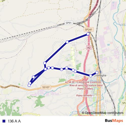 136 A A bus Line Map