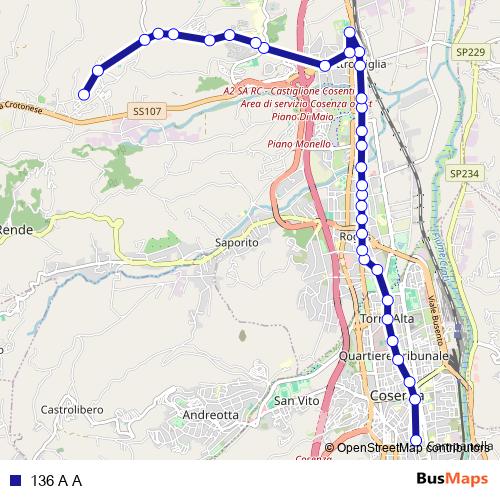 136 A A bus Line Map