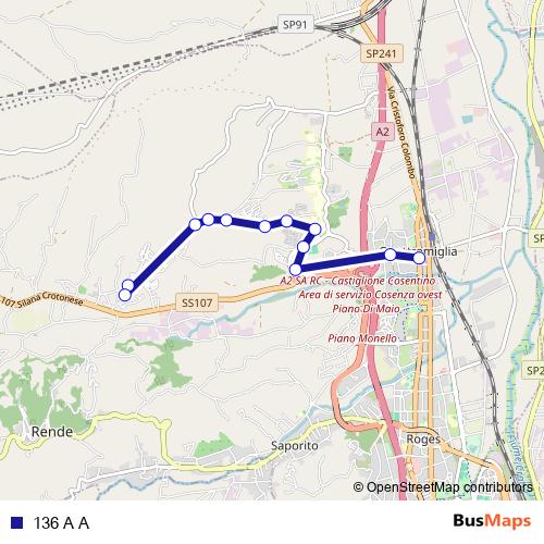 136 A A bus Line Map