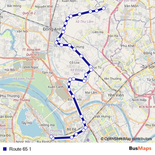 Route 65 1 bus Line Map