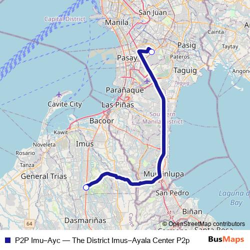 P2P Imu–Ayc bus Line Map