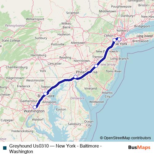 Greyhound Us0310 bus Line Map