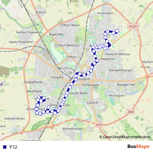 Y12 bus Line Map