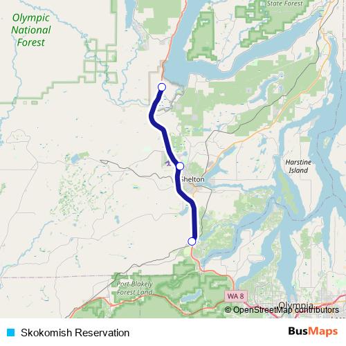 Skokomish Reservation bus Line Map