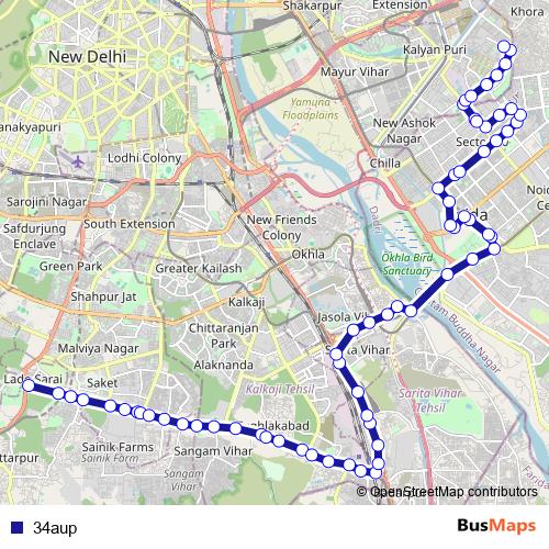 34aup bus Line Map