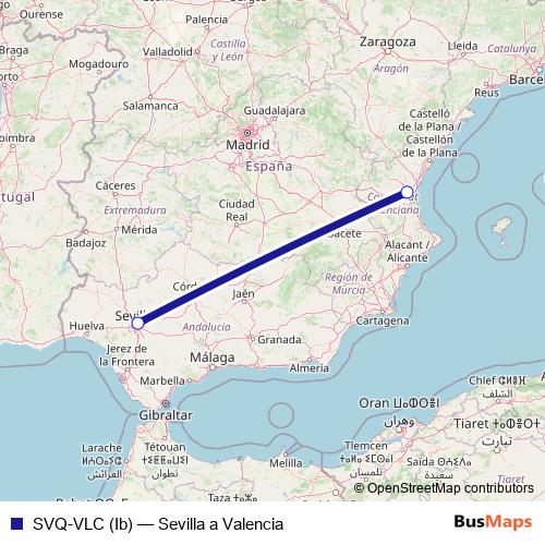 SVQ-VLC (Ib) air Line Map