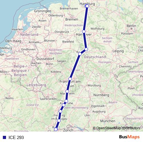 ICE 293 rail Line Map