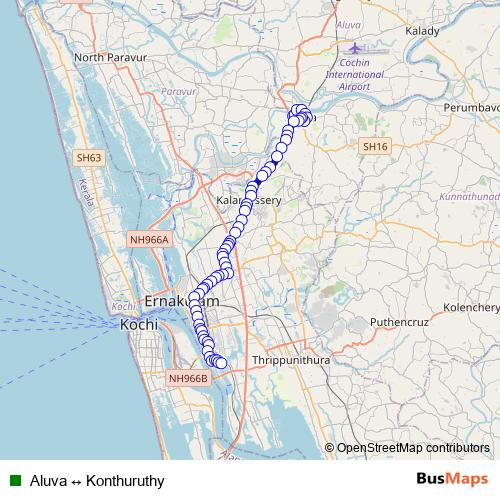Aluva ↔ Konthuruthy bus Line Map