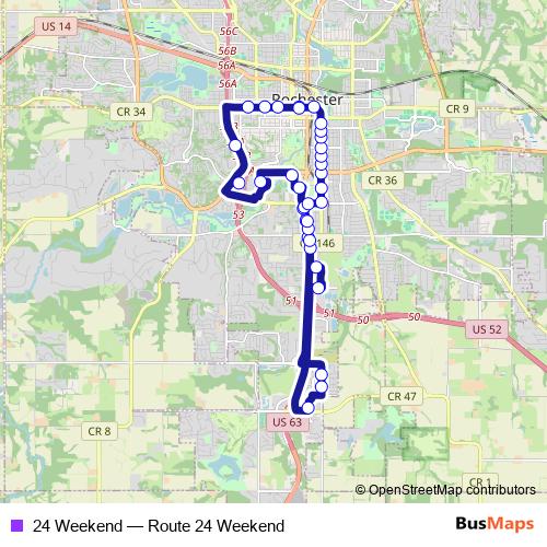 24 Weekend bus Line Map