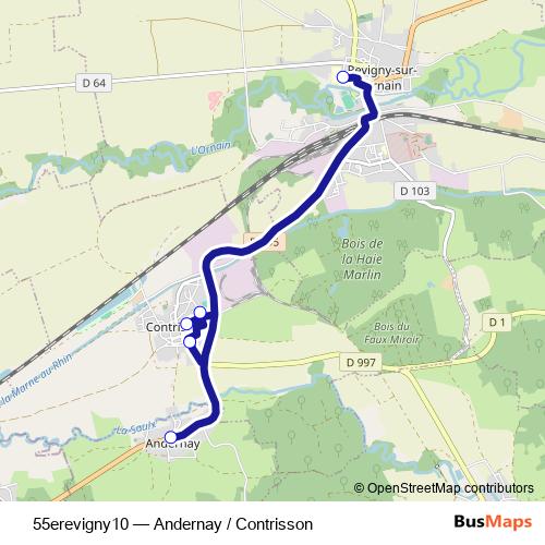 55erevigny10 bus Line Map