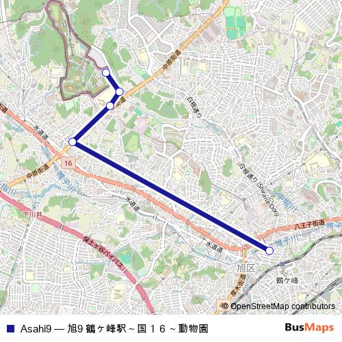 Asahi9 bus Line Map