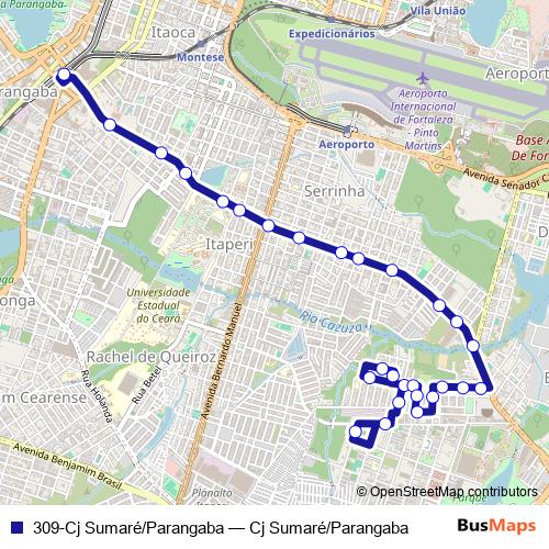 309-Cj Sumaré/Parangaba bus Line Map