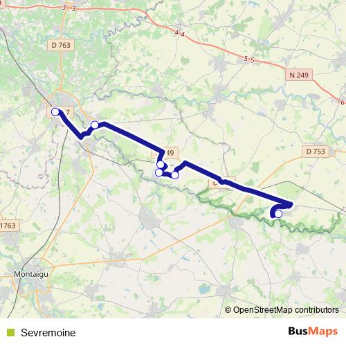 Sevremoine bus Line Map