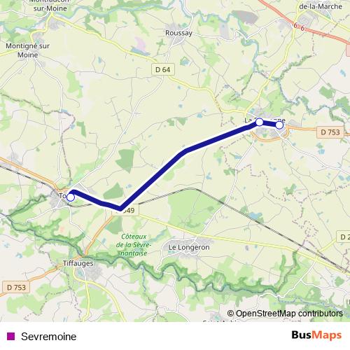 Sevremoine bus Line Map