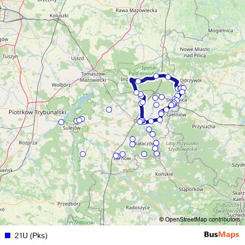 21U (Pks) bus Line Map