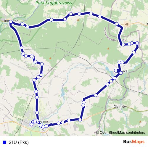 21U (Pks) bus Line Map