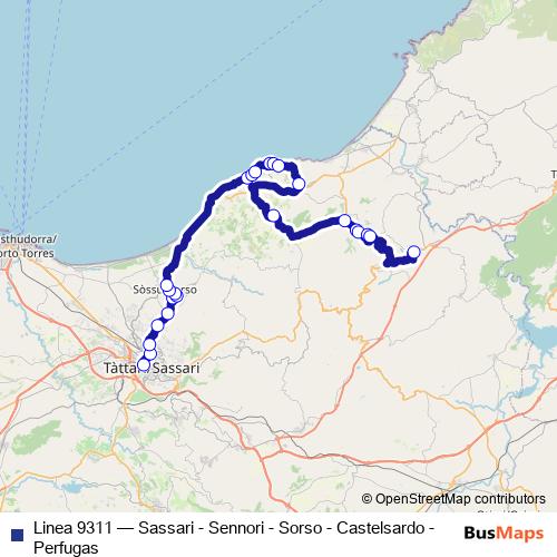 Linea 9311 bus Line Map