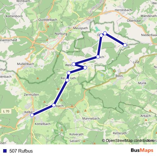 507 Rufbus bus Line Map
