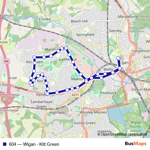 604 bus Line Map