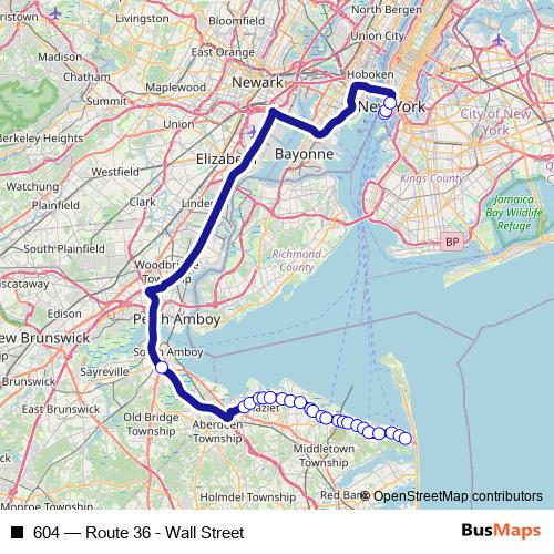 604 bus Line Map